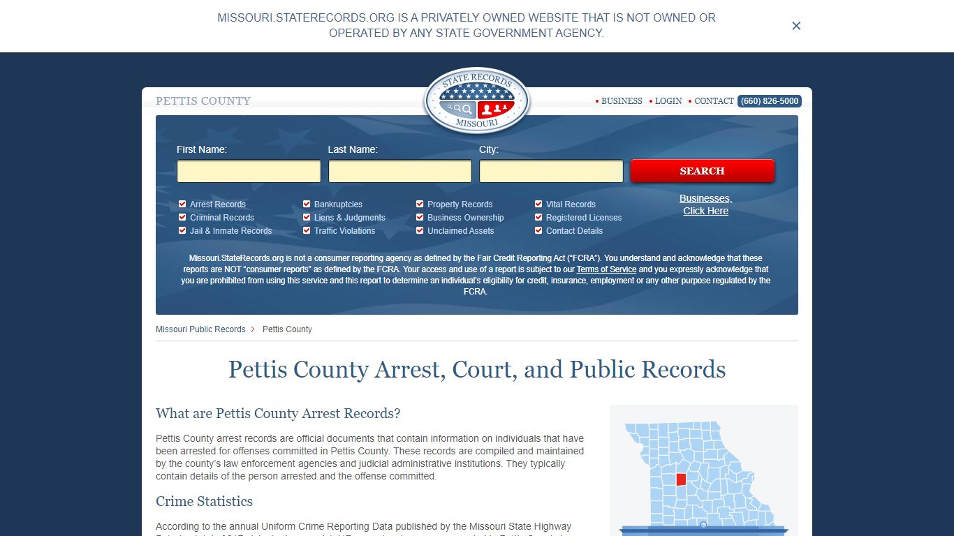 Pettis County Arrest, Court, and Public Records